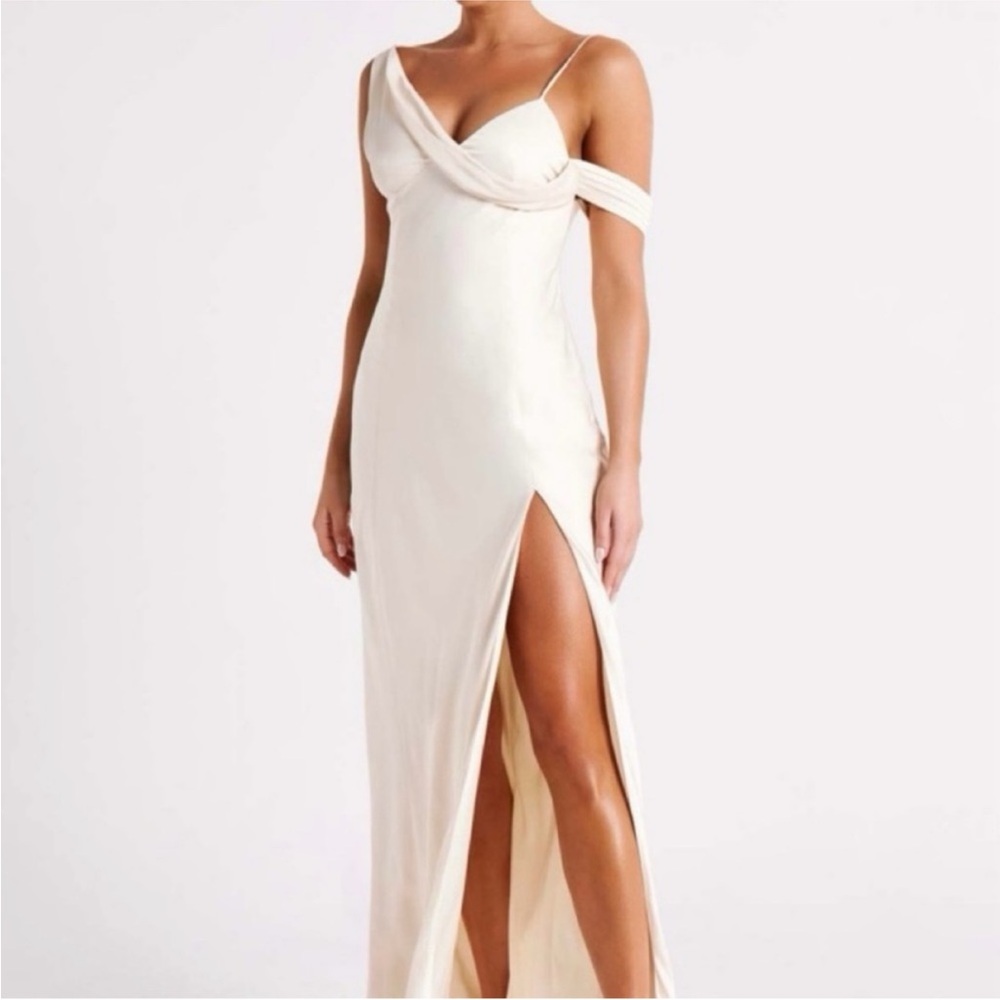 Meshki One Shoulder Cream Gown